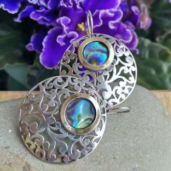 Серебряные серьги с перламутром (галиотис) и золотом MVE1037GGL