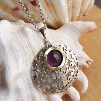 Серебряное колье с аметистом и золотом MVN1037GAM