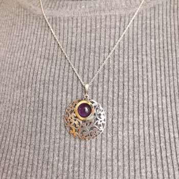 Серебряное колье с аметистом и золотом MVN1037GAM