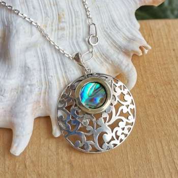 Серебряное колье с перламутром (галиотис) и золотом MVN1037GGL