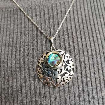 Серебряное колье с перламутром (галиотис) и золотом MVN1037GGL