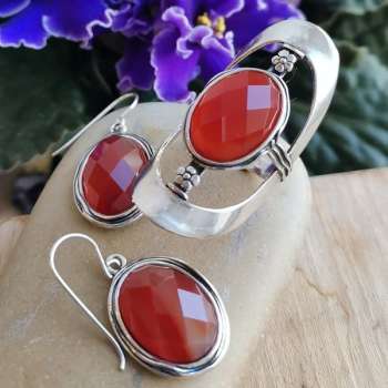 Серебряные серьги с сердоликом 01E1832SR