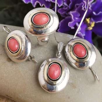 Серебряное колье с кораллом и золотом MVN1731GCR