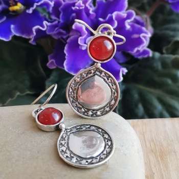 Серебряные серьги с сердоликом 01E808SR