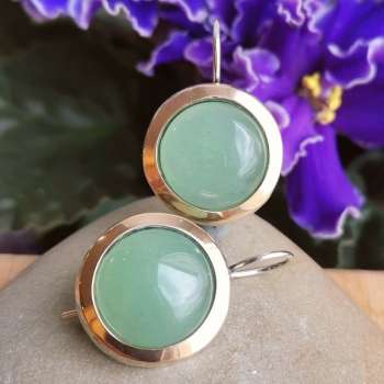 Серебряные серьги с авантюрином и золотом MVE1375GAV