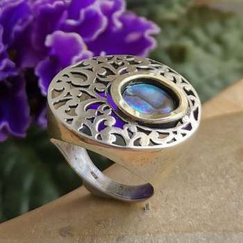 Серебряное кольцо с перламутром (галиотис) и золотом MVR1037GGL