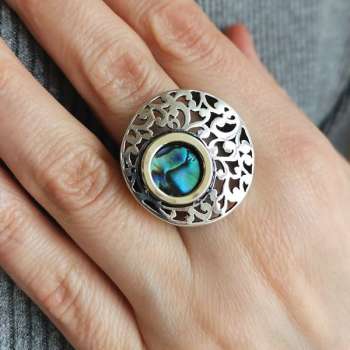 Серебряное кольцо с перламутром (галиотис) и золотом MVR1037GGL