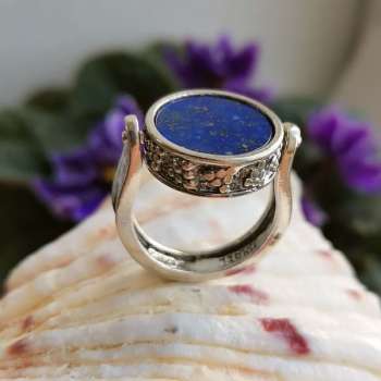 Серебряное кольцо с лазуритом и авантюрином 01R465LZ