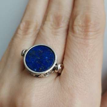 Серебряное кольцо с лазуритом и ониксом 01R465LZ/1