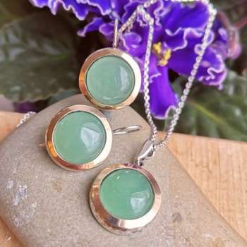 Серебряный кулон с авантюрином и золотом MVP1375GAV