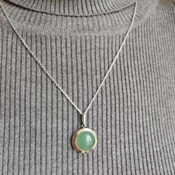 Серебряный кулон с авантюрином и золотом MVP1375GAV