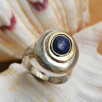 Серебряное кольцо с лазуритом и золотом MVR1731GLZ