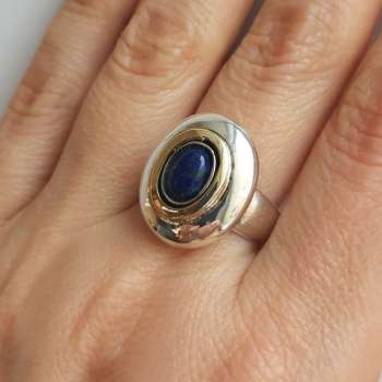 Серебряное кольцо с лазуритом и золотом MVR1731GLZ