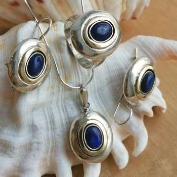 Серебряное колье с лазуритом и золотом MVN1731GLZ