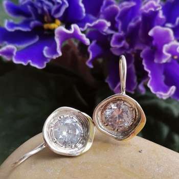 Серебряные серьги с куб.цирконом и золотом MVE1608GCZ/1