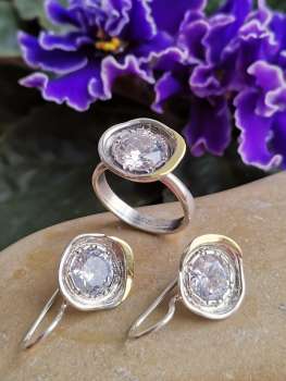 Серебряные серьги с куб.цирконом и золотом MVE1608GCZ/1