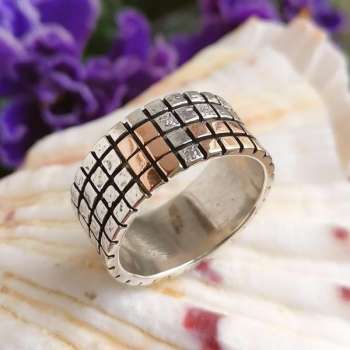 Серебряное кольцо с куб.цирконом и золотом MVR1766GCZ