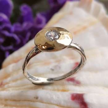 Серебряное кольцо с куб.цирконом и золотом MVR1565GCZ