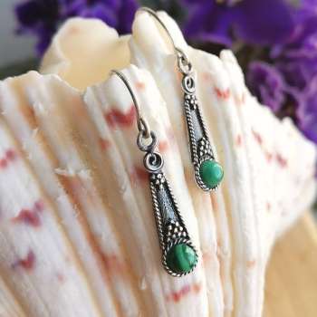 Серебряные серьги с малахитом MVE1035/3ML