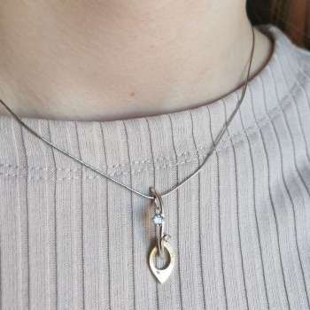 Серебряный кулон с куб.цирконом и золотом MVP1801GCZ