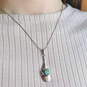 Серебряный кулон с опалом иск., куб.цирконом и золотом MVP1747GOP