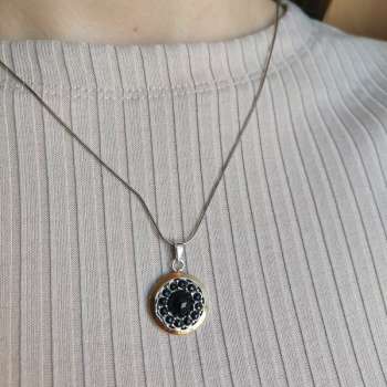 Серебряный кулон с ониксом и золотом MVP1711GON