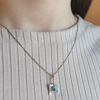 Серебряный кулон с бирюзой и золотом MVP1865GTQ