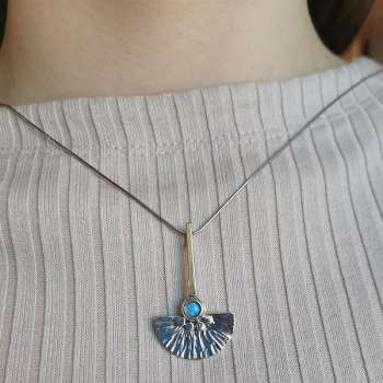 Серебряный кулон с опалом иск. и золотом MVP1614GOP