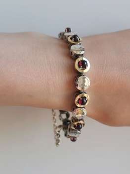 Серебряный браслет с гранатом и золотом MVB1873GGR