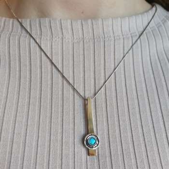 Серебряный кулон с опалом иск. и золотом MVP1609GOP