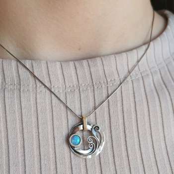 Серебряный кулон с опалом иск. и золотом MVP869GOP