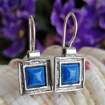 Серебряные серьги с лазуритом 01E057LZ/1