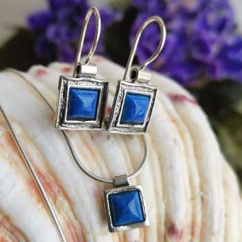 Серебряные серьги с лазуритом 01E057LZ/1