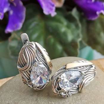 Серебряные серьги с куб.цирконом и золотом MVE2183GCZ