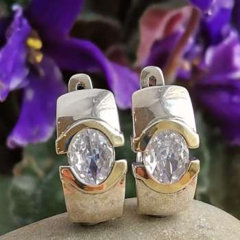 Серебряные серьги с куб.цирконом и золотом MVE2118GCZ