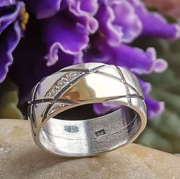 Серебряное кольцо с куб.цирконом и золотом MVR2107GCZ