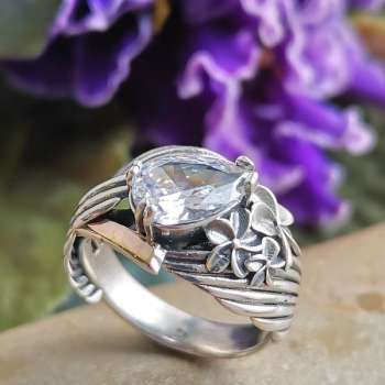 Серебряное кольцо с куб.цирконом и золотом MVR2183GCZ