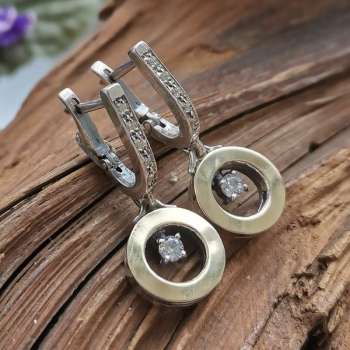 Серебряные серьги с куб.цирконом и золотом MVE2079GCZ