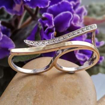 Серебряное кольцо с куб.цирконом и золотом MVR1304GCZ