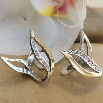 Серебряные серьги с куб.цирконом и золотом MVE1826GCZ