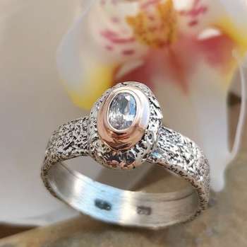 Серебряное кольцо с куб.цирконом и золотом MVR2047GCZ