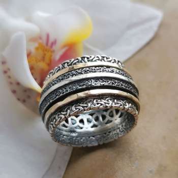 Серебряное кольцо с золотом SNRv003G