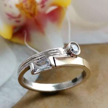 Серебряное кольцо с куб.цирконом и золотом MVR2127GCZ
