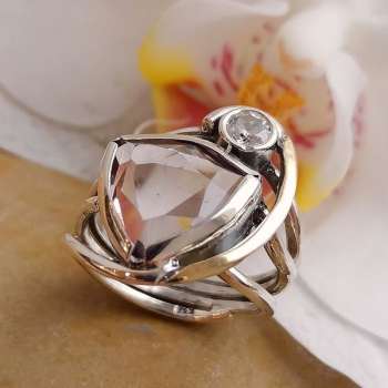 Серебряное кольцо с куб.цирконом и золотом MVR2163GCZ