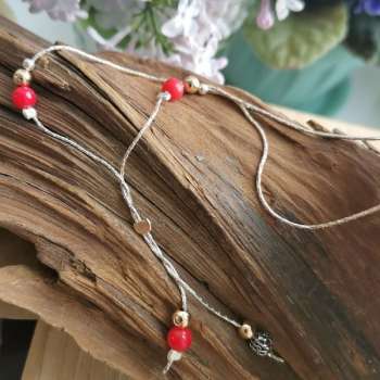 Серебряное колье с кораллом и голдфилд Y01N2065CR