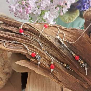 Серебряное колье с кораллом и голдфилд Y01N2065CR
