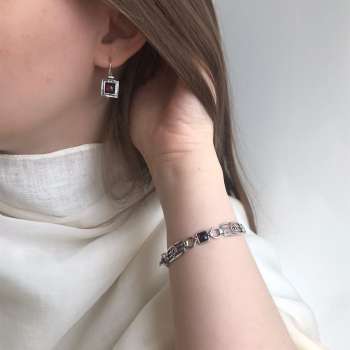 Серебряный браслет с гранатом 01B371GR