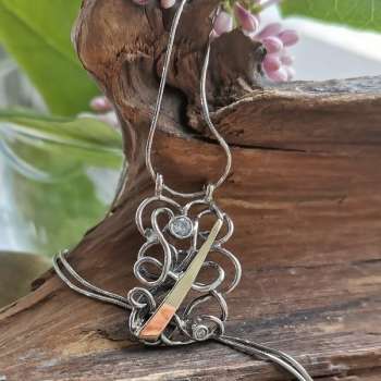 Серебряный кулон с куб.цирконом и золотом MVP1054GCZ