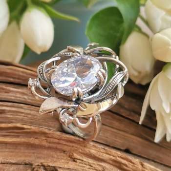 Серебряное кольцо с куб.цирконом и золотом MVR2136GCZ