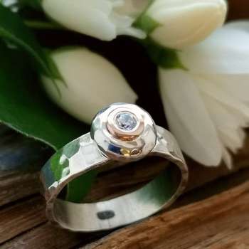 Серебряное кольцо с куб.цирконом и золотом MVR2044GCZ
